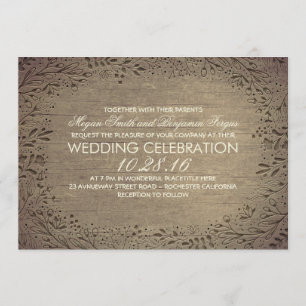 Invitation mariage botanique vintage rustique