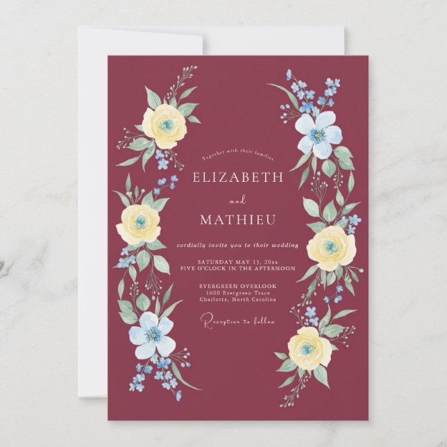 Invitation Mariage Botanique Vivant de Bourgogne (Devant)