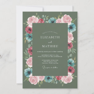 Invitation Mariage Botanique Vivant Vert Sauge