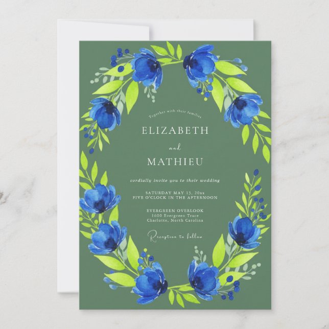 Invitation Mariage Botanique Vivid Vert Olive (Devant)