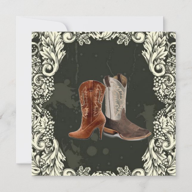 Invitation mariage bottes de cowboy western (Devant)