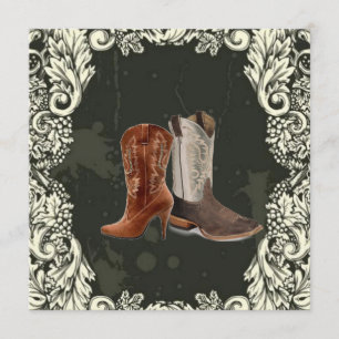 Invitation mariage bottes de cowboy western