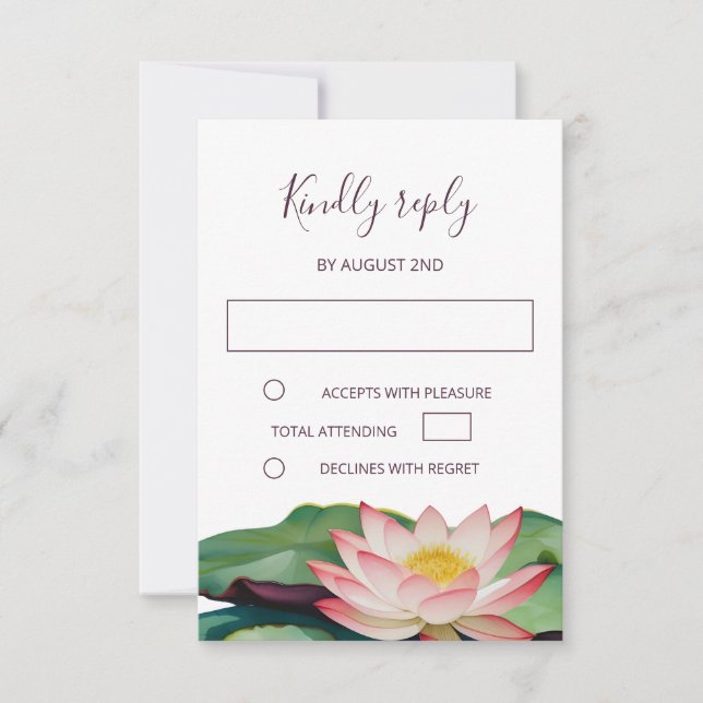 Invitation Mariage bouddhiste Lotus RSVP (Devant)