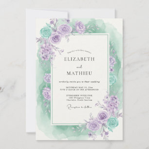 Invitation Mariage Bouquet de Menthe Améthyste Eucalyptus Gri