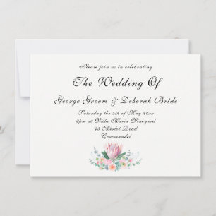 Invitation Mariage Bouquet de Protea Aquarelle