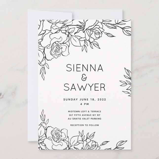 Invitation Mariage Bouquet de Roses (Devant)