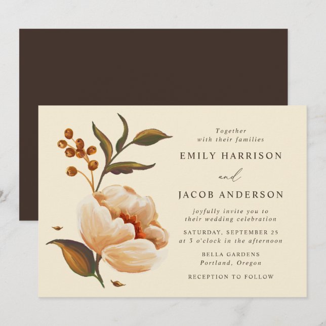 Invitation Mariage Bouquet Floral Vintage (Devant / Derrière)