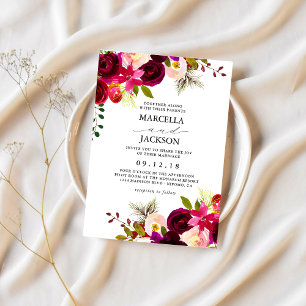 Invitation Mariage Bourgogne & Blush
