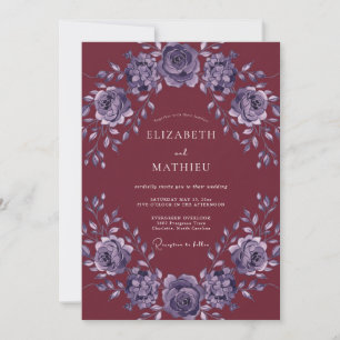 Invitation Mariage Bourguignon Améthyste Pétales