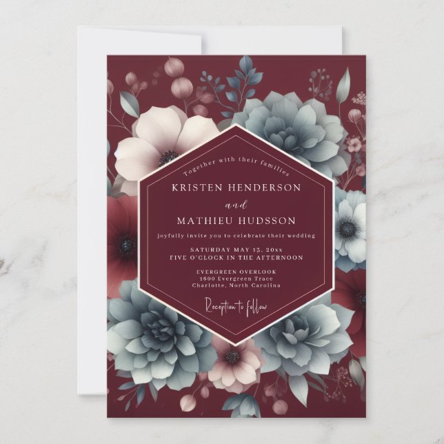 Invitation Mariage Bourguignon Ardoise Humeur (Devant)