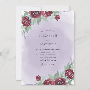 Invitation Mariage Bourguignon aux Feuilles d'Améthyste