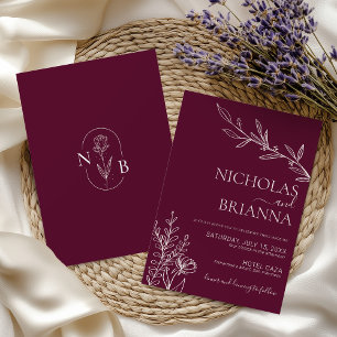 Invitation Mariage Bourguignon Classique Minimaliste Moderne 