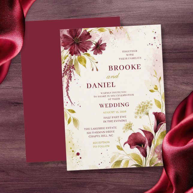 Invitation Mariage Bourguignon Cosmos Callas (Créateur téléchargé)