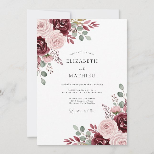 Invitation Mariage Bourguignon Intemporel d'Automne (Devant)