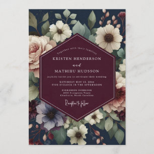Invitation Mariage Bourguignon Midnight Bloom