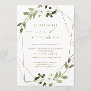 Invitation Mariage branché Inviter Géométrie Verdure Faux Foi