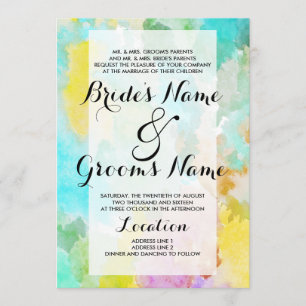 Invitation Mariage brillant artistique turquoise aquarelle co