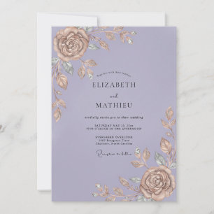 Invitation Mariage Bronze Feuille de Lilas
