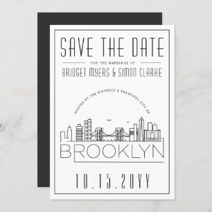 Invitation Mariage Brooklyn   Skyline stylisée Enregistrer la