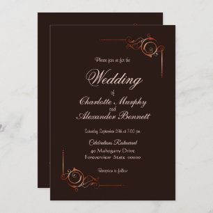 Invitation Mariage Brown au chocolat simple