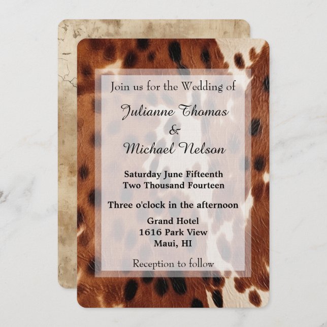 Invitation Mariage Brown Crème Sud-Ouest (Devant / Derrière)