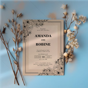 Invitation Mariage Brown de fleurs rustiques