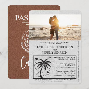 Invitation Mariage Brown de passeport de Cancun
