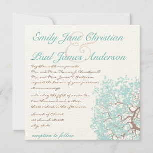 Invitation Mariage Brown de tronc Aqua Tree