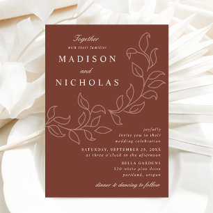 Invitation Mariage Brown Feuille en cascade