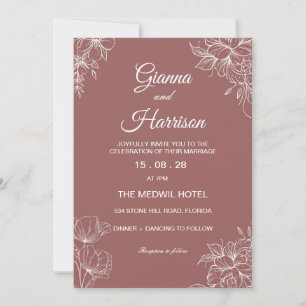 Invitation Mariage Brown fleur sauvage