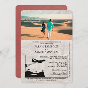 Invitation Mariage Brown Maroc Passport
