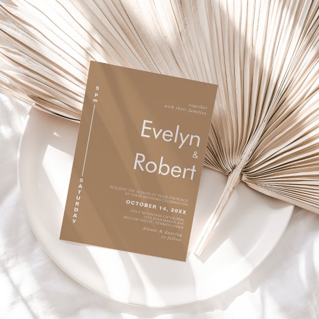 Invitation Mariage Brown minimaliste élégant (Créateur téléchargé)