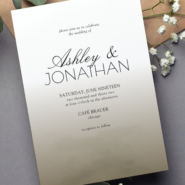 Invitation Mariage Brown moderne Gras & Minimaliste (Créateur téléchargé)