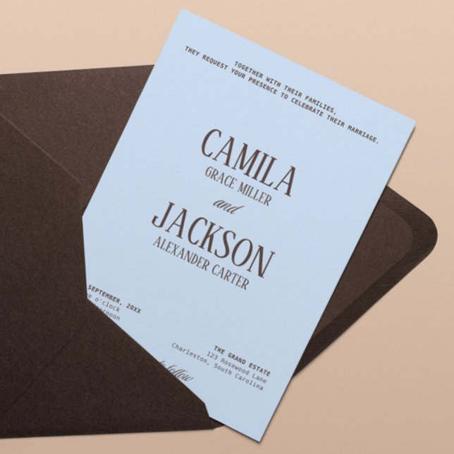Invitation Mariage Brun et Bleu  (Créateur téléchargé)