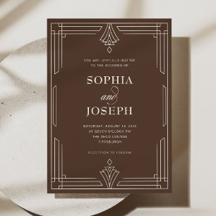 Invitation Mariage Brun Intemporel et Élégant