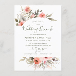 Invitation Mariage Brunch Aquarelle Blush Rose Wreath
