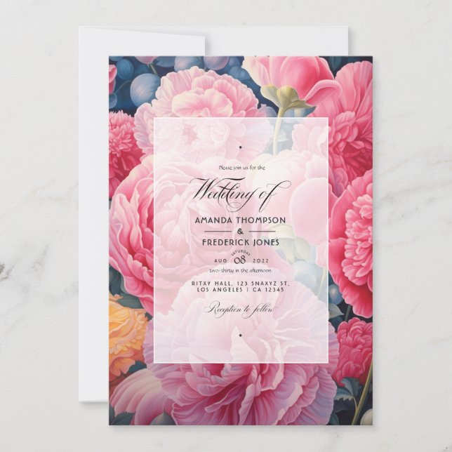 Invitation Mariage Bubblegum rose, bonbon de coton et fraise (Devant)