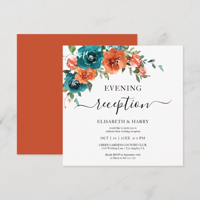 Invitation Mariage Budget Rouille Orange Rouille Budget sarce (Devant / Derrière)