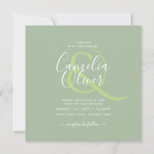 Invitation MARIAGE BUDGET Sage Apple Green Monochrome Texte