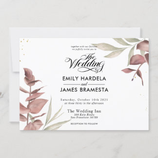 Invitation Mariage budgétaire Floral Eucalyptus