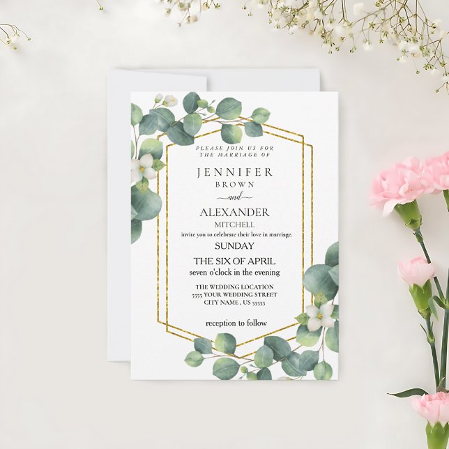 Invitation Mariage budgétaire Inviter feuillage rustique euca (Affordable elegance: Rustic foliage wedding invites.)