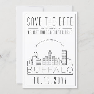 Invitation Mariage Buffalo   Skyline stylisée Enregistrer la 