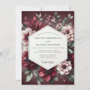 Invitation Mariage Burgundy Bloom