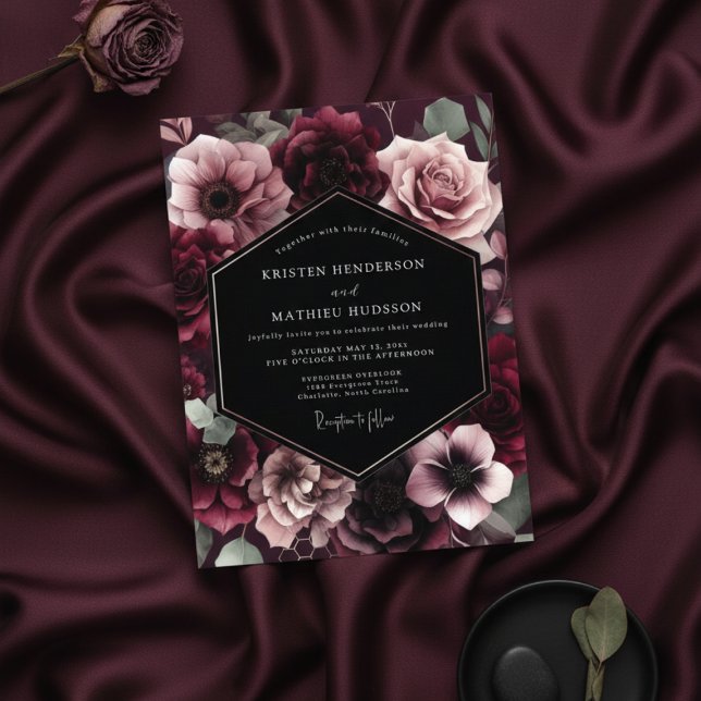 Invitation Mariage Burgundy Bloom (Créateur téléchargé)