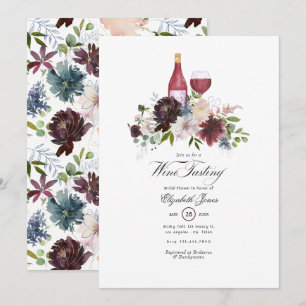 Invitation Mariage Burgundy et Blush sur le thème du vin