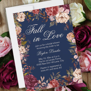Invitation Mariage Burgundy Floral Bleu Tombez Amoureux Enter