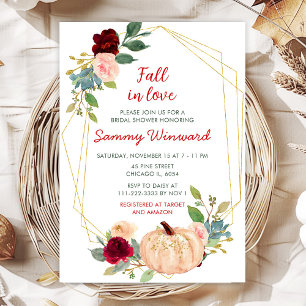 Invitation Mariage Burgundy Red et Blush Pumpkins Shower