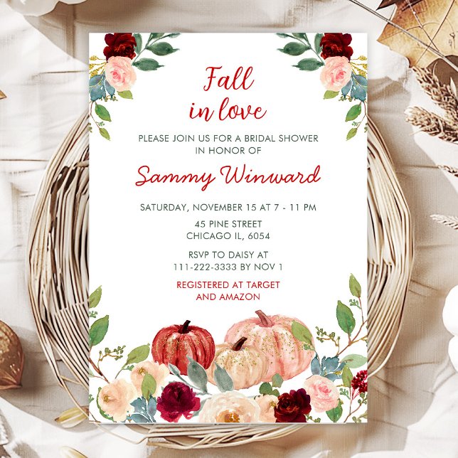 Invitation Mariage Burgundy Rouge et Blush Pumpkins (Créateur téléchargé)