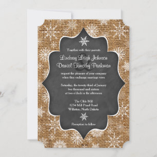 Invitation Mariage Burlap Les flocons de neige Invitati