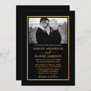 Invitation Mariage BW photo or Elegant moderne